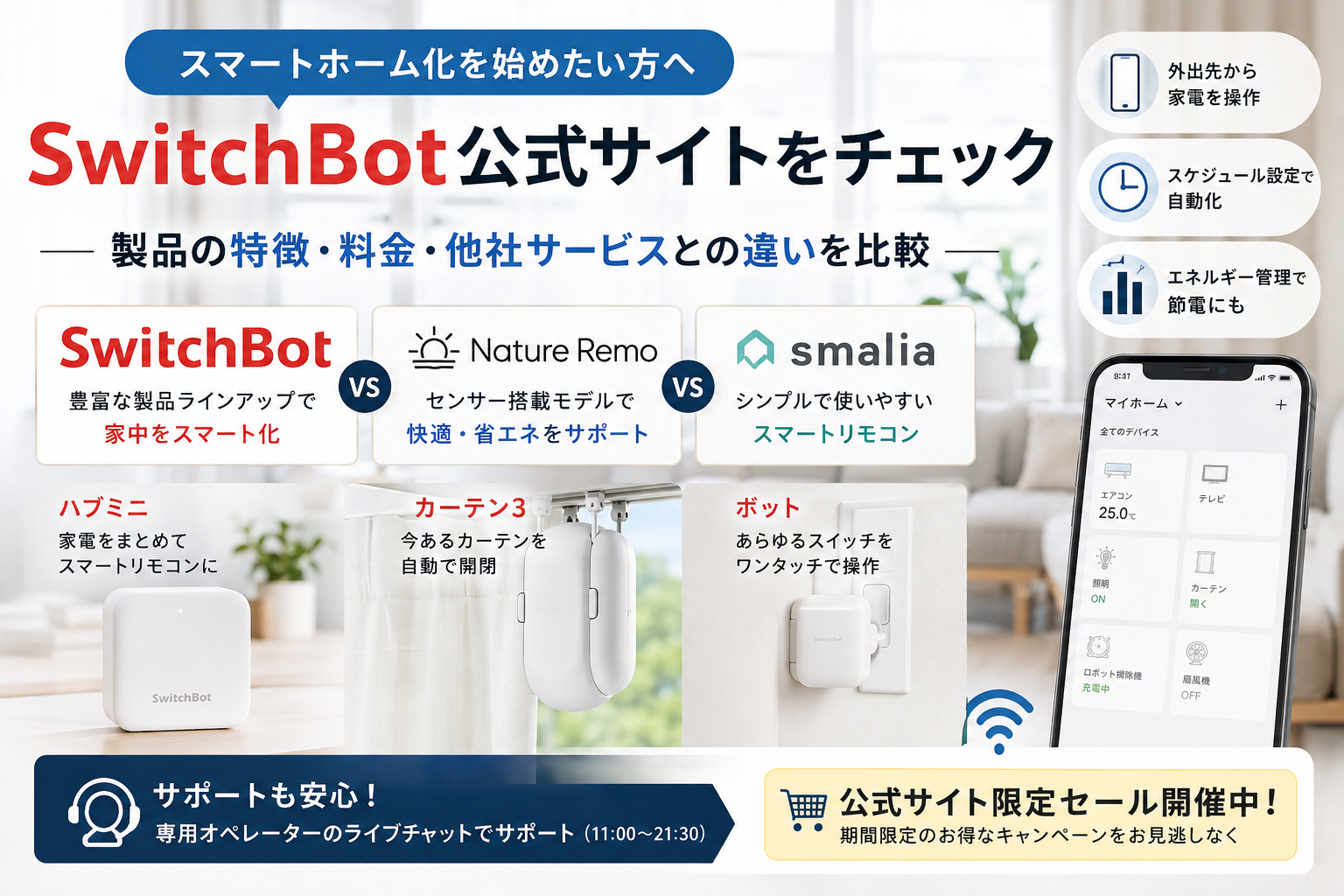 SwitchBot公式サイトをチェック｜スマートホーム製品の特徴・料金・他社サービスとの違いを比較